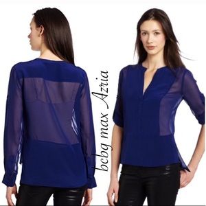 Bcbg Max Azria High Low V Neck SILK Top